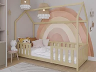 Łóżka dla dzieci i młodzieży - Łóżko dziecięce Domek 80x160 z barierką i stelażem kolor sosna D8 - miniaturka - grafika 1