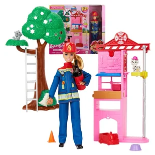 Barbie Strażaczka Zestaw Z Lalką + Akcesoria Strażnicze Remiza Strażacka - Akcesoria dla lalek - miniaturka - grafika 1