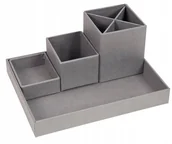 Spinacze i klipsy do papieru - Bigso Box of Sweden Organizer na biurko, na długopisy, spinacze biurowe, karteczki samoprzylepne itd.  skrzynka do sortowania z 4 przegródkami  system porządkowania z płyty pilśniowej i papieru  jasno - miniaturka - grafika 1