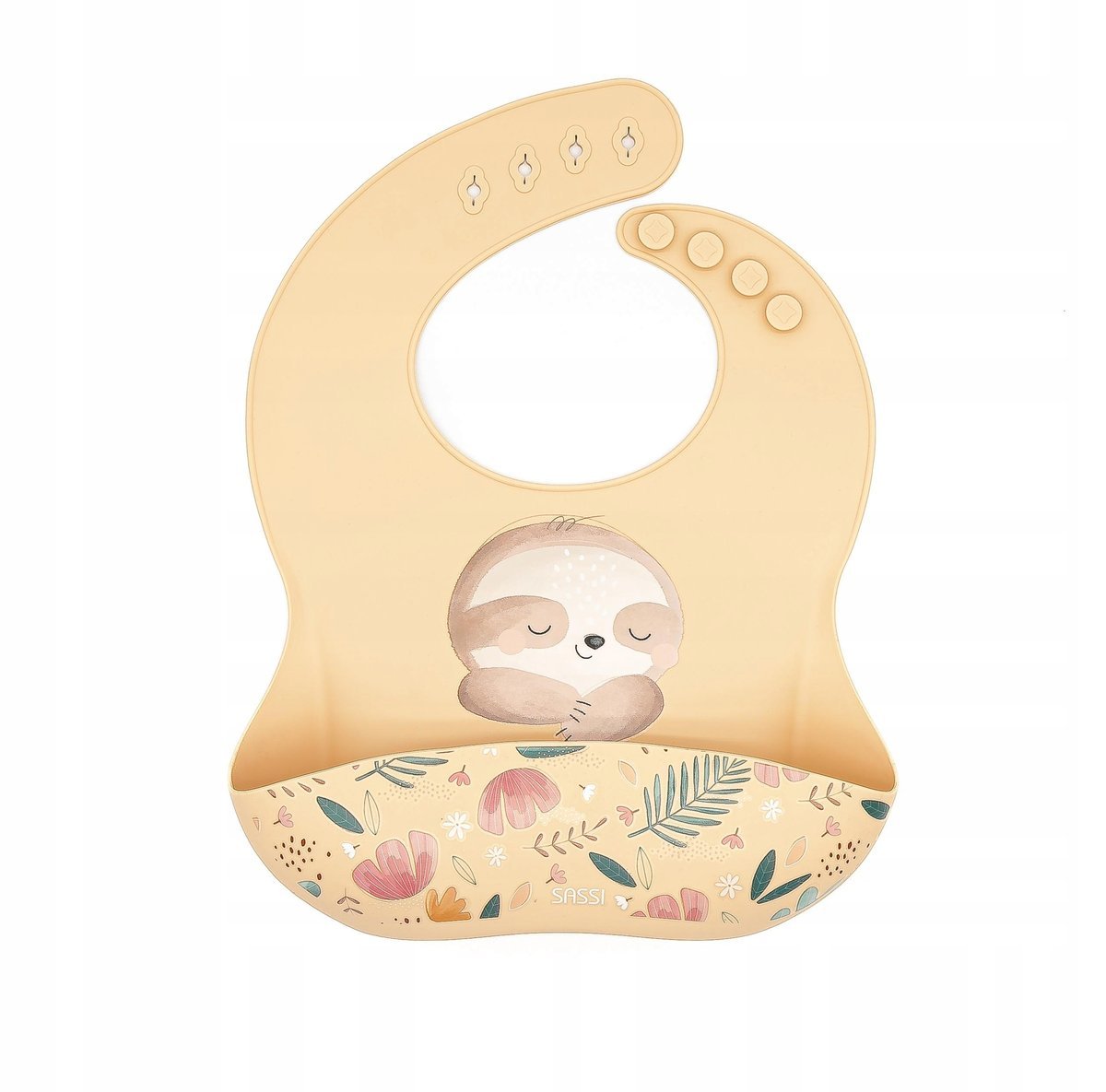 SASSI Śliniak silikonowy z kieszonką leniwiec SASSI