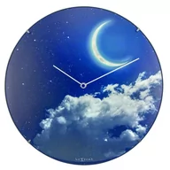 Zegary - Nextime Zegar ścienny New Moon Dome, niebieski, 35x5 cm - miniaturka - grafika 1