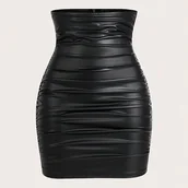 Spódnice - TEMU Damska Spódnica Jednokolorowa Prosta Modna Casual Na Co Dzień - miniaturka - grafika 1