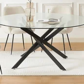 Stoły - Stół do jadalni okrągły dla 6 osób ze szkła hartowanego i czarnego metalu - Przezroczysty - COSIMA - miniaturka - grafika 1