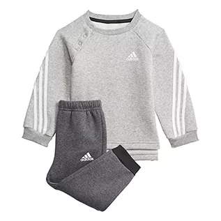 Bluzy dla chłopców - Adidas GT9499 I FI 3S LOGO J spodnie top: średni szary wrzosowy/biały spód: czarny melanż/biały 1218 - grafika 1