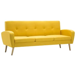 Trzyosobowa sofa pikowana żółta - Umberro 3Q - Sofy i kanapy - miniaturka - grafika 1