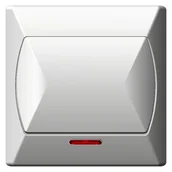 Wyłączniki światła i elektryczne - Łącznik jednobiegunowy z podświetleniem AKCENT biały - miniaturka - grafika 1