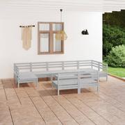 Meble ogrodowe - vidaXL 10-cz zestaw wypoczynkowy do ogrodu biały drewno sosnowe 3083440 - miniaturka - grafika 1