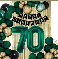Balony i akcesoria - Balony Kurtyna Dekoracje Na Urodziny Cyfra 70 Lat Zielone Złote Czarne - miniaturka - grafika 1