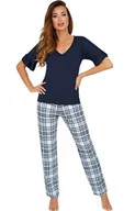 Piżamy damskie - Bawełniana piżama damska Loretta, Kolor granatowy-wzór, Rozmiar XL, Donna - Intymna - miniaturka - grafika 1