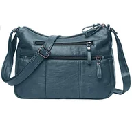 Torebki damskie - VOLGANIK ROCK Portfele dla kobiet Miękka torba na ramię ze skóry PU Damska torebka crossbody i torebki Lekka kieszonka, Niebieski-11,8 cala, Medium - miniaturka - grafika 1