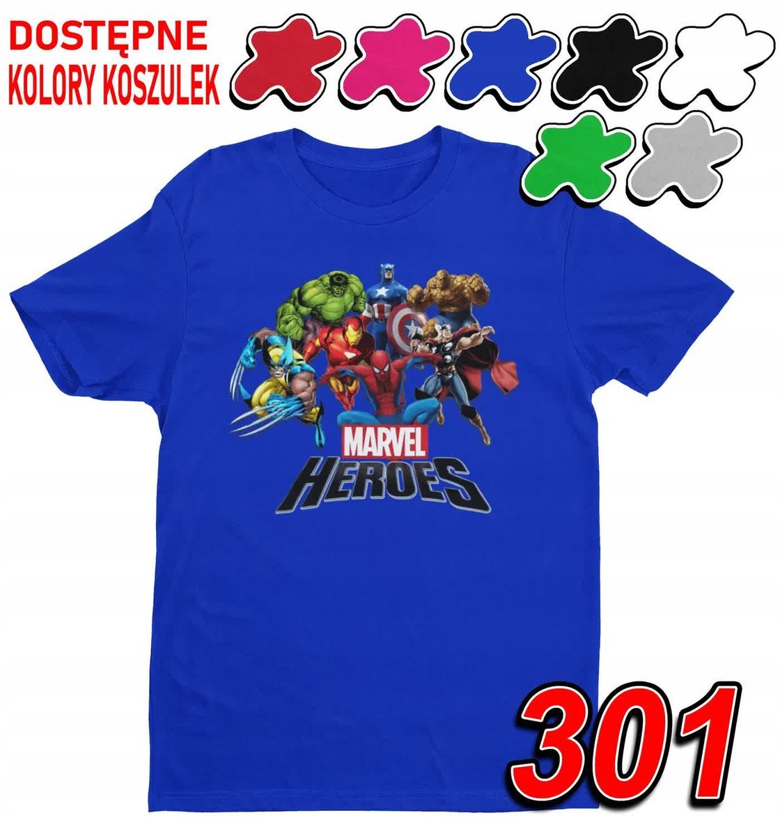 Dziecięca Koszulka Z Nadrukiem Avengers Postacie Marvel- L 146-152