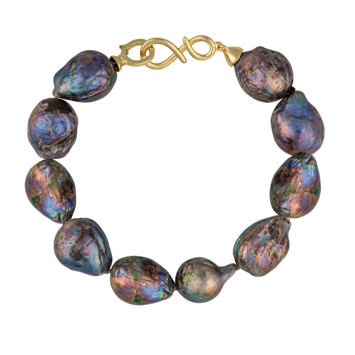 ENAYA NELLIE NOIR Bransoletka duże perły barokowe czarne owalne zapięcie srebro