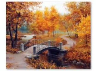 Haft Diamentowy, Obraz, Mozaika Diamentowa Diamond Painting, Park Jesienią 40X30Cm - Malowanie po numerach - miniaturka - grafika 1