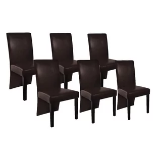 vidaXL Krzesła jadalniane, brązowa skóra, 6 sztuk - Krzesła - miniaturka - grafika 1