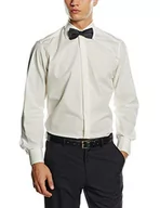 Koszule męskie - BlueBlack Męska koszula typu smoking slim fit z kokardką Valentino, Kość słoniowa (kremowy 50), 3XL (Herstellergröße: 48) - miniaturka - grafika 1