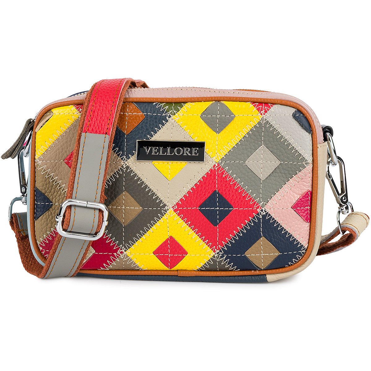 Torebka Listonoszka skórzana Damska Patchwork na ramię Torba Mała Kolorowa