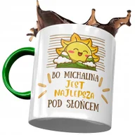 Kubki - Kubek Zielony Dla Michaliny Koleżanki na Prezent z Nadrukiem ze Zdjęciem + Opakowanie na prezent (wzór 02) - miniaturka - grafika 1