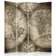 Parawany - Parawan pokojowy FEEBY, Antyczna mapa świata, Obrotowy 145x170cm 4-częściowy - miniaturka - grafika 1
