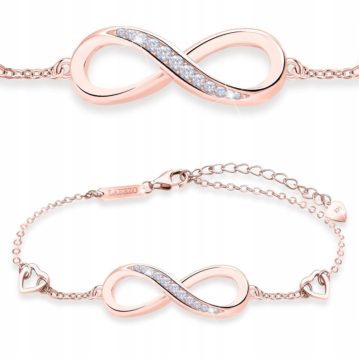 Bransoletka Pozłacana Nieskończoność z Cyrkoniami Forever Love SREBRO 925