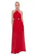 Sukienki - Trendyol Poliestrowa sukienka wieczorowa i balowa - czerwona - odkryte ramiona 38 czerwona, Czerwony, 64 - miniaturka - grafika 1