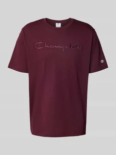 T-shirt z wyhaftowanymi logo i okrągłym dekoltem - Koszulki męskie - miniaturka - grafika 1