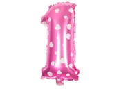 Baby shower i roczek - Balon foliowy różowy 40 cm balony cyfra roczek 1 - miniaturka - grafika 1