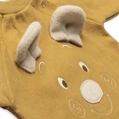 Rampersy - Hi Little One rampers niemowlęcy MIŚ OverSize BOHO Mustard roz S Pom Pom - miniaturka - grafika 1