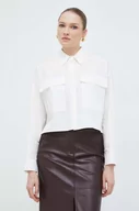 Koszule damskie - Weekend Max Mara koszula bawełniana damska kolor biały relaxed z kołnierzykiem klasycznym - miniaturka - grafika 1