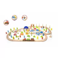 Pociągi dla dzieci - Classic World Wielki Zestaw Kolejka Drewniana Classic World 110 Elementów CW4164 - miniaturka - grafika 1