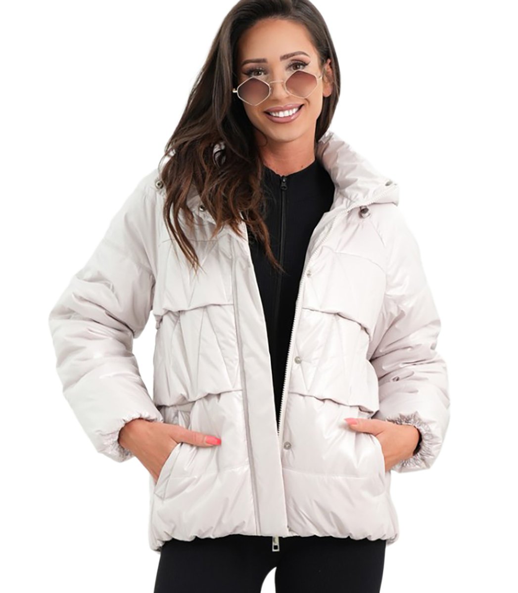 Ocieplana kurtka damska bomberka z pikowaniem JAGNA-42