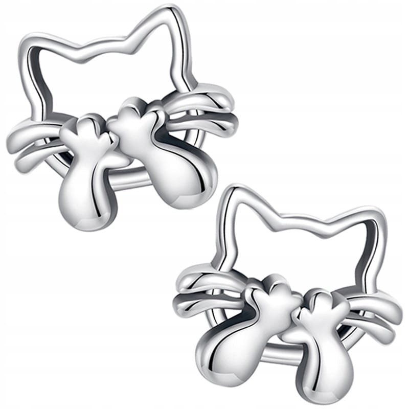 Kolczyki Srebrne Kolczyki Dla Dziewczynki Kotek Srebro 925 Kolczyki Trusky