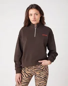 Bluzy damskie - WRANGLER HALF ZIP SWEATSHIRT DELICIOSO BROWN W6Q5FAH38 XL - Wrangler - miniaturka - grafika 1