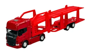 WELLY SCANIA V8 R730 CZERWONY + LAWETA 1:64 68023 - Samochody i pojazdy dla dzieci - miniaturka - grafika 1