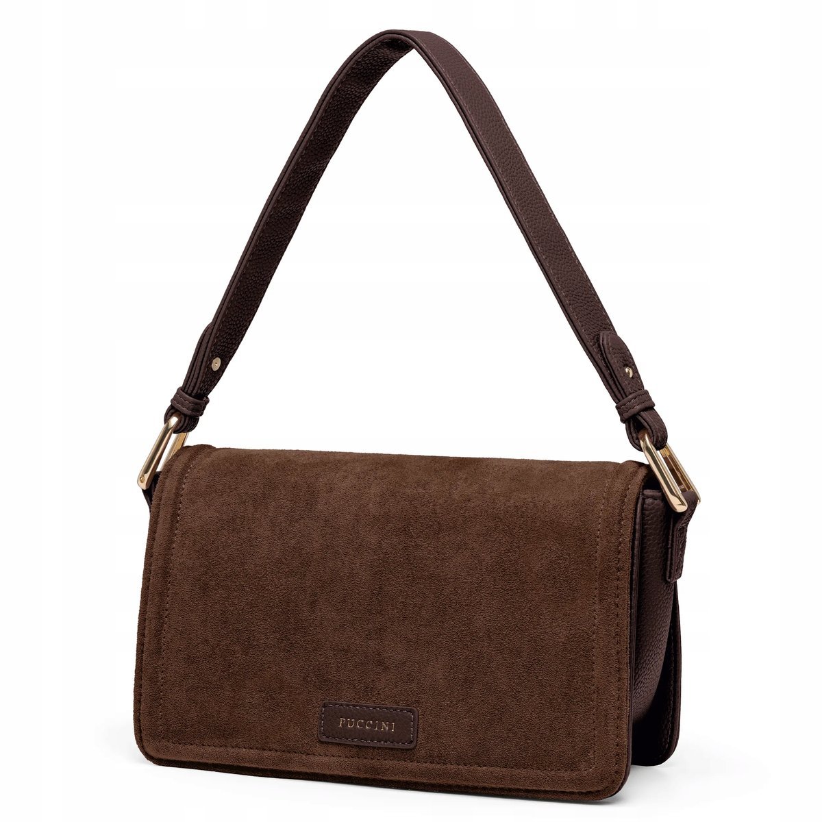 PUCCINI Torebka Damska Crossbody Zamsz Ekologiczny Brązowa BK2251026M-2