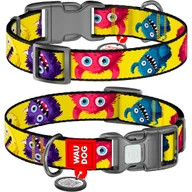 Obroże dla psów - Obroża dla psa nylonowa WAUDOG Nylon z paszportem QR, rysunek "Futrzane potwory", rozmiar S, 25-35 cm, 15 mm - miniaturka - grafika 1