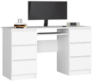 Biurka - Akord Fabryka mebli BIURKO KOMPUTEROWE A-11 6 SZUFLAD 135cm BIAŁE - miniaturka - grafika 1