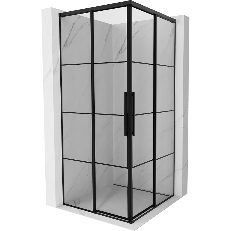 Mexen Rox Duo kabina prysznicowa rozsuwana 85 x 85 cm, czarna kratka, czarna - 8C2D-085-085-70-77