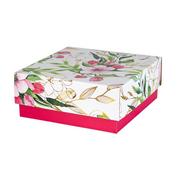 Pudełka i szkatułki - Pudełko Na Prezent Z Kwiatami Różowe 20X20X8,5 cm - miniaturka - grafika 1
