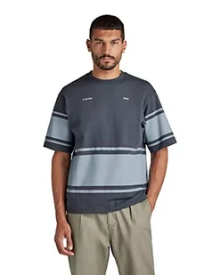 G-STAR RAW Męski t-shirt Boxy Printed Stripe R T, Niebieski (Fantem Blue C784-863), XL - Koszulki męskie - miniaturka - grafika 1