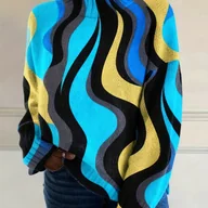 Swetry damskie - TEMU Damski sweter z wysokim dekoltem i długim rękawem - Sweter bez stretchu, wkładany przez głowę, w odcieniach pomarańczowego, żółtego, czerwonego, - miniaturka - grafika 1