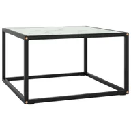 Ławy i stoliki kawowe - vidaXL Stolik kawowy czarny z białym szkłem o marmurowym wyglądzie 60x60x35 cm - Stolik kawowy - Stoliki kawowe - Stolik boczny - Stoliki okolicznościowe - miniaturka - grafika 1