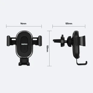 Remax grawitacyjny uchwyt samochodowy na kratkę wentylacyjną + bezprzewodowa ładowarka Qi 10W czarny (RM-C38) - Ładowarki do telefonów - miniaturka - grafika 8