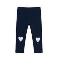 Spodenki dla niemowląt - Legginsy dla dziecka do 2 lat, z sercami na kolanach, granatowe - miniaturka - grafika 1