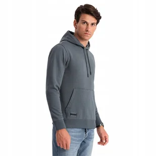 Bluza męska bawełniana z kapturem BASIC grafitowa V11 OM-SSBN-0161 XXL - Bluzy męskie - miniaturka - grafika 1