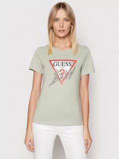 Koszulki i topy damskie - Guess T-Shirt Sparkle Icon W2RI07 I3Z11 Zielony Regular Fit - grafika 1
