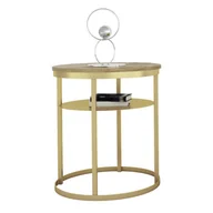 Ławy i stoliki kawowe - Nowoczesny stolik kawowy z półką dąb artisan + złoty N0-W25 - miniaturka - grafika 1