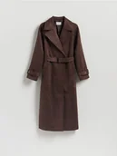 Płaszcze damskie - Reserved - Trencz z imitacji zamszu - ciemnobrązowy - miniaturka - grafika 1