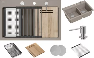 Zlew QUADRON MARC 120 SOFT TAUPE (cappuccino) + akcesoria (HQC7650U4_BS) - Zlewozmywaki - miniaturka - grafika 1