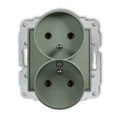 Gniazdka elektryczne - Karlik Gniazdo podwójne MINI - szałwiowy - miniaturka - grafika 1