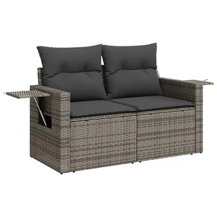 Sofa ogrodowa z poduszkami, 2-osobowa, szara, polirattan Lumarko! - Sofy ogrodowe - miniaturka - grafika 3